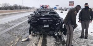 Oklahoma state trooper injured after car on 75 mph cruise control crashes into back of patrol vehicle