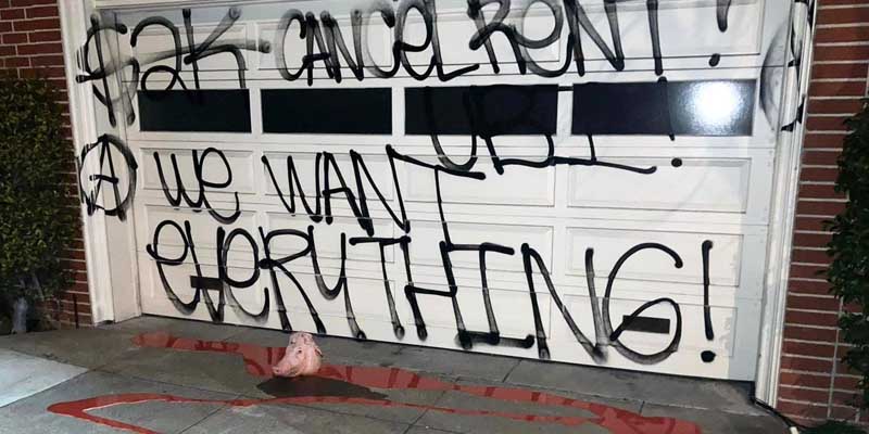 Nancy Pelosi's Home Vandalized with pig head, fake blood, graffiti criticizing stimulus checks