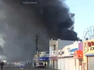 Ocean city, new jersey boardwalk's playland's castaway cove on fire