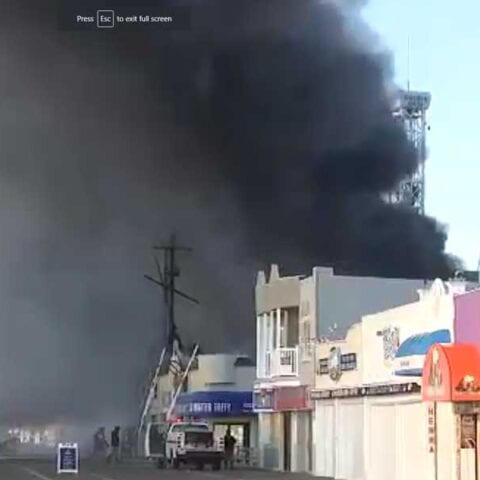 Ocean city, new jersey boardwalk's playland's castaway cove on fire - photo licensed by shore news network.