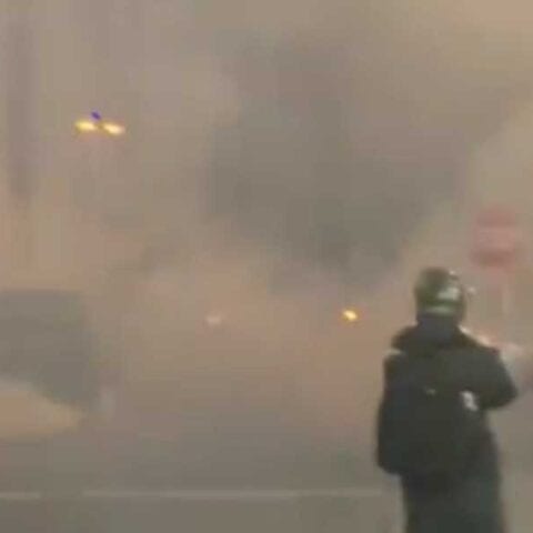 Five radical left-wing insurgents arrested overnight after attacking federal building in portland, assaulted federal, local police - photo licensed by shore news network.