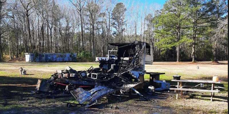 Man accidentally shoots trailer propane tank causing fire that destroyed RV