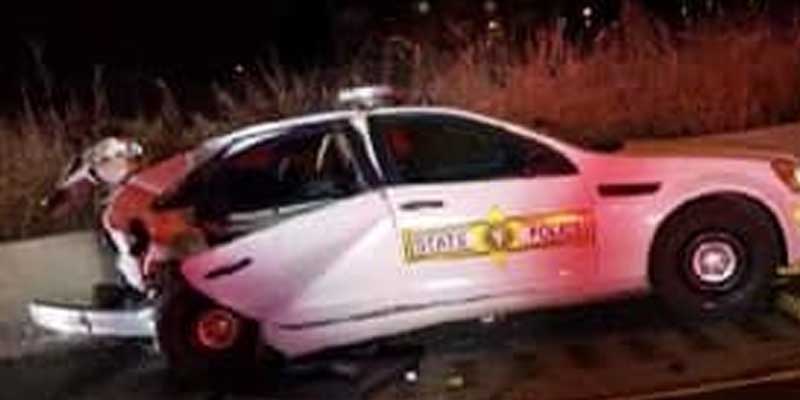 State Trooper vehicle hit from behind responding to I-290 car fire
