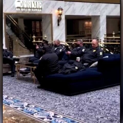 Watch as d. C. Police given shelter in trump hotel during inauguration security surge - photo licensed by shore news network.