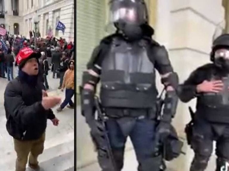 The video cnn won't show: trump supporter screamed at police: call for back up, you're letting this happen - photo licensed by shore news network.