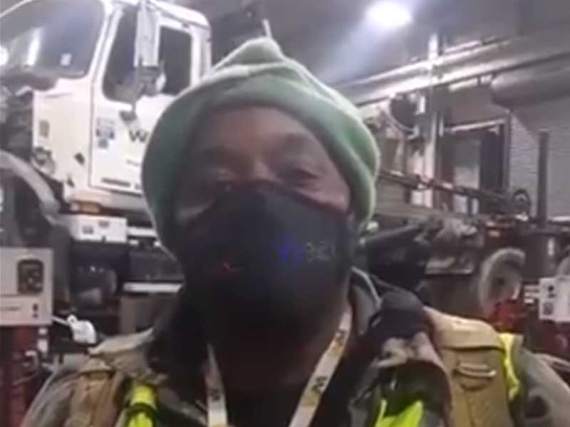 This guy's face mask says whatever the hell he wants it to say
