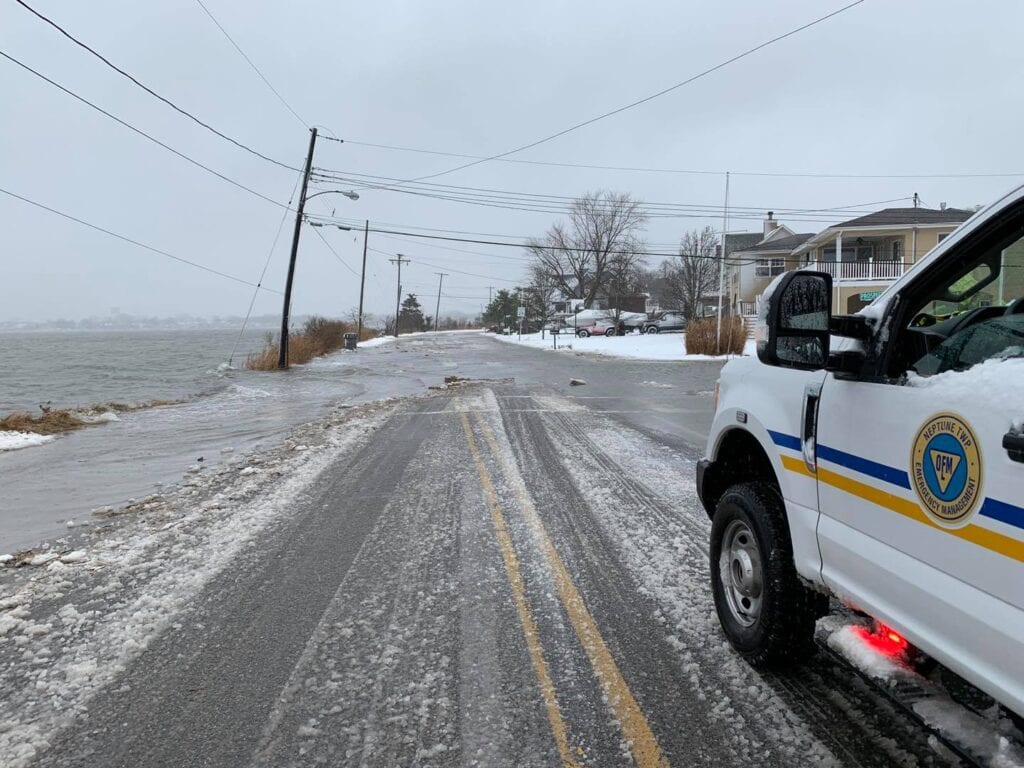 Shark River Floods Coastal Roads in Neptune Flooded During Winter Storm