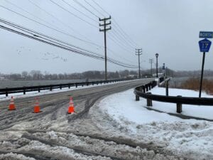 Shark river floods coastal roads in neptune flooded during winter storm