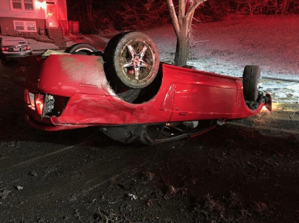 Impaired driver flips Ford Mustang in single vehicle crash
