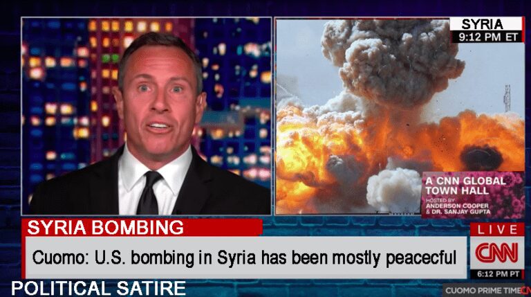 Cnn reports bombing of syria "mostly peaceful" - photo licensed by shore news network.