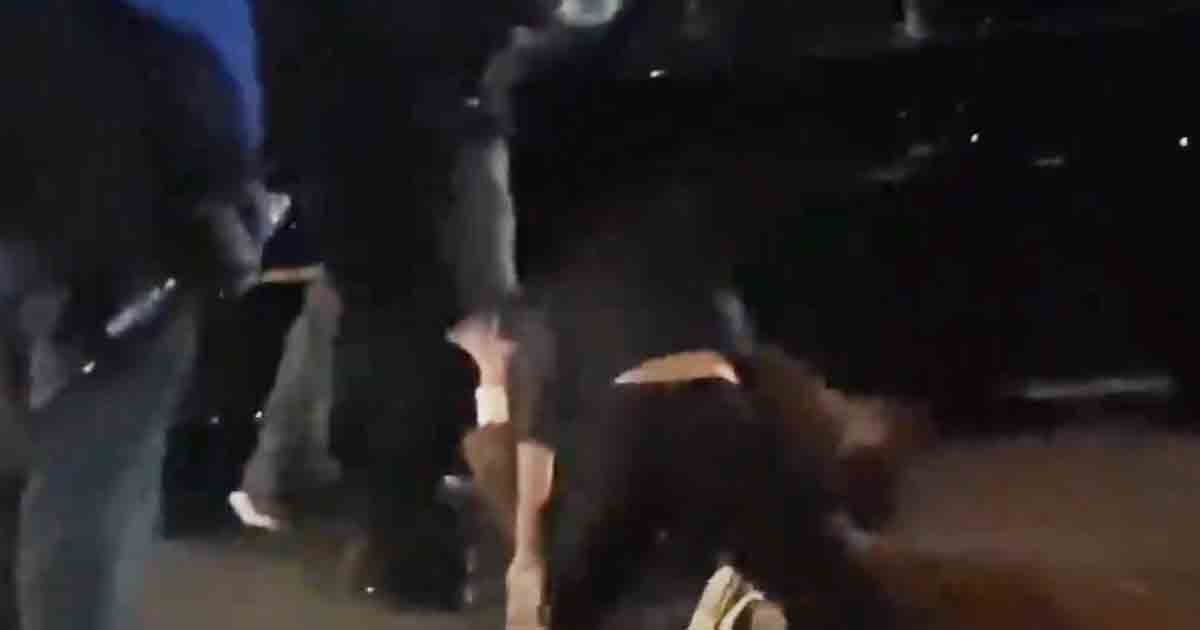 Woman beaten by violent ANTIFA leftist as police driven out by mob