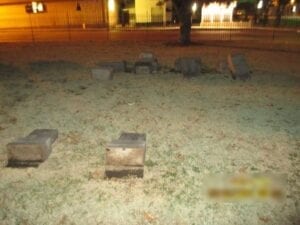 Tired man knocked over gravestones in local cemetery