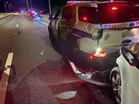 Police car struck by drunk driver as officer at previous DWI crash call