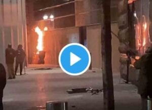 Watch: armed, violent left wing militants attempt to burn federal building with people inside