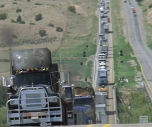 1978 movie was about a convoy of trucks heading for the Jersey Shore, now a real non-stop convoy is headed this way
