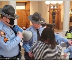 Radical democrats storm georgia state capitol, gain entry, clash with capitol security police