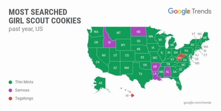 Top 5 Girl Scout Cookies: Which Girl Scout cookie does your state like the most?