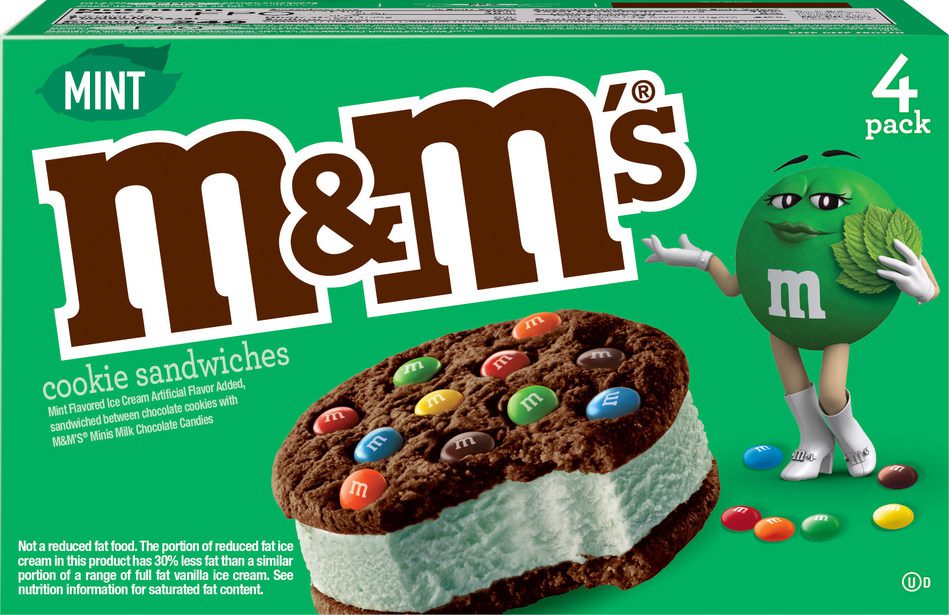 Mars announces mint flavored M&M green mint ice cream sandwich ahead of St. Patrick's Day