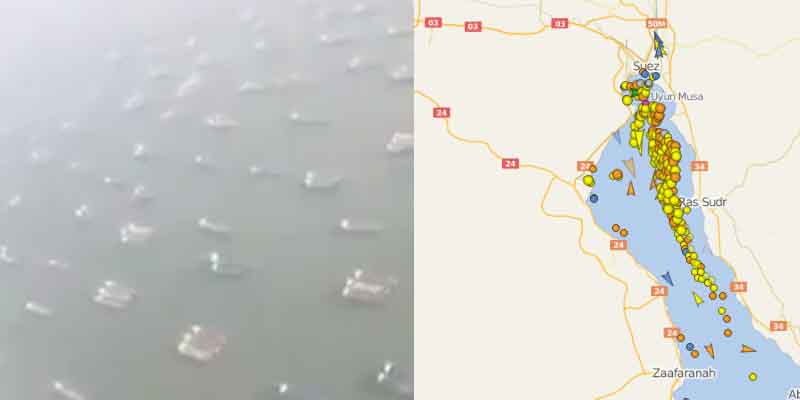 Here's what the 400 ship traffic jam at the Suez Canal looks like