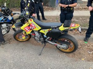 Dirt bike rider on stolen bike tried to run over springfield police officer