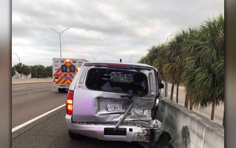 U.S. 19 shut down after vehicle crashes into a stationary police cruiser