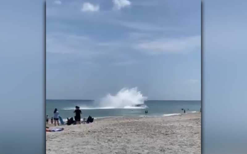 Beachgoers watch as Plane Crashed into Ocean During Cocoa Beach Air Show