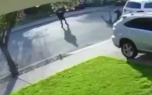 Hoodlum points gun at man to carjack him ends up on ground squealing like a pig