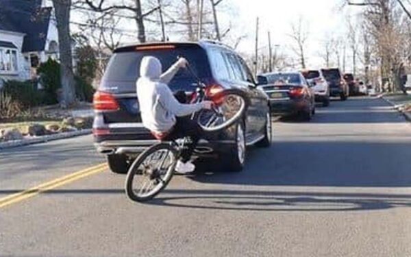 The pandemic biking in traffic fad sweeping america caught in new jersey | photo licensed by shore news network. The pandemic biking in traffic fad sweeping america caught in new jersey - photo licensed by shore news network.