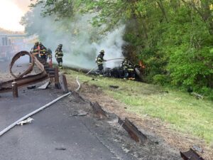 Fiery crash slows traffic on garden state parkway