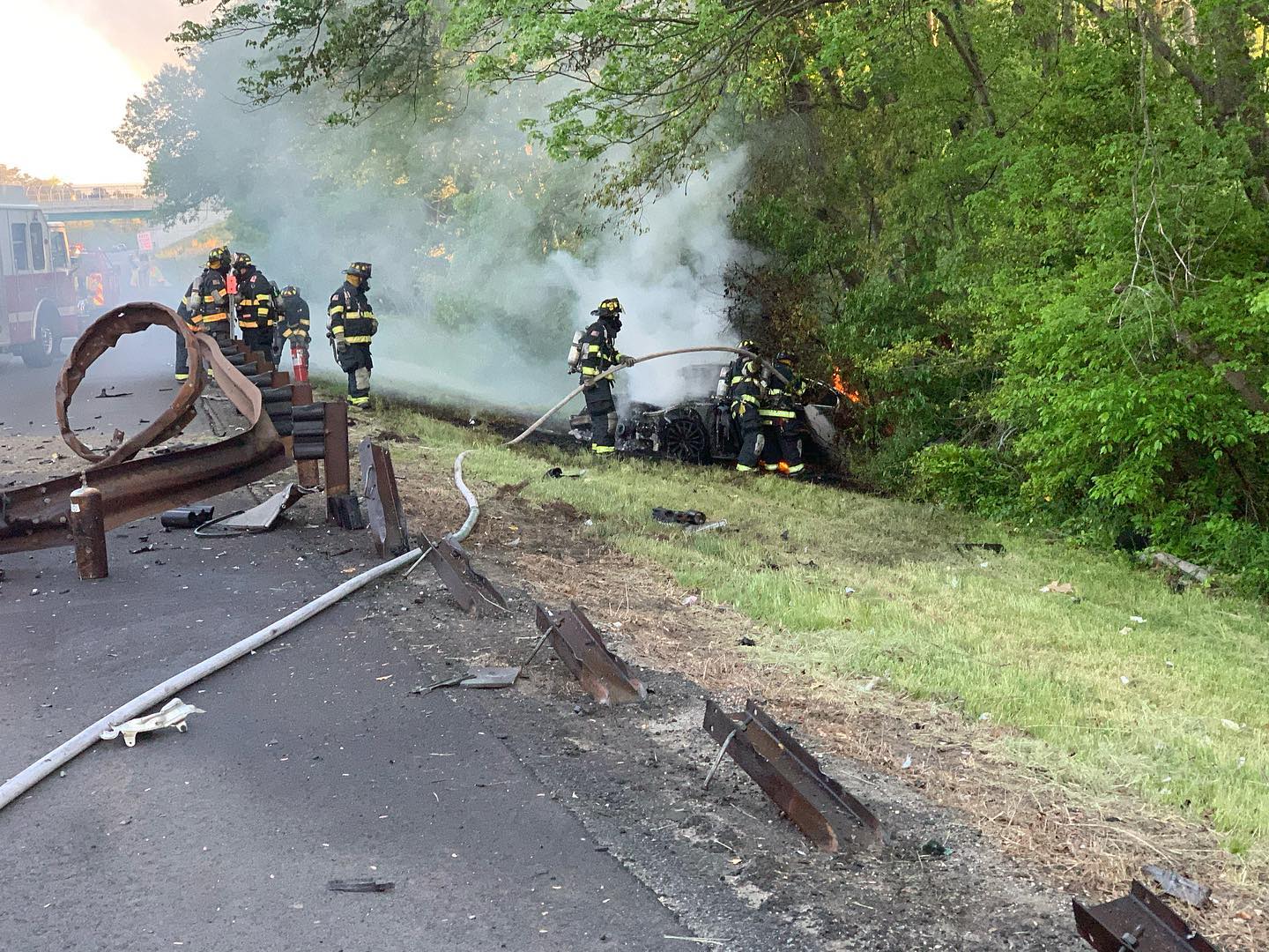 Fiery crash slows traffic on Garden State Parkway