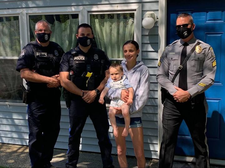 Luckily these cops were at the donut shop when a woman came in with her distressed baby