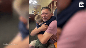 Grandpa is overcome with Emotion when Grandson surprises him at Restaurant
