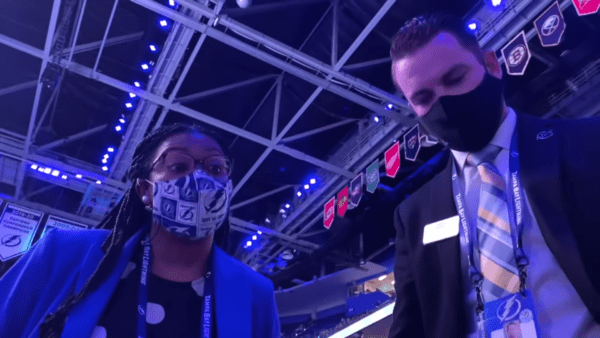 Tampa bay lightning security tells panther dad and son take off jersey or leave - photo licensed by shore news network.