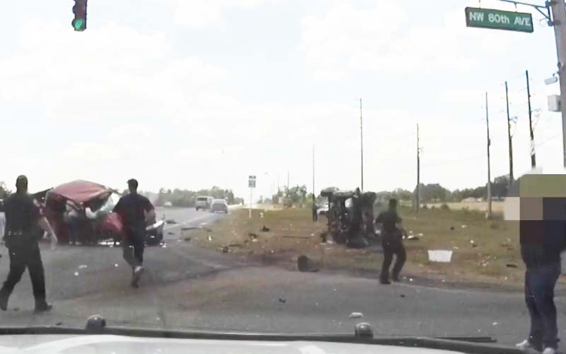 She pretended she was dead as he choked her, then fled from police causing crash