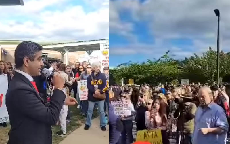 Hundreds attend rally for school nurse fired for wanting to unmask children