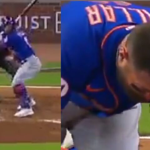 Mets kevin pillar takes 94 mph fastball to the face, recovering with facial fractures - photo licensed by shore news network.