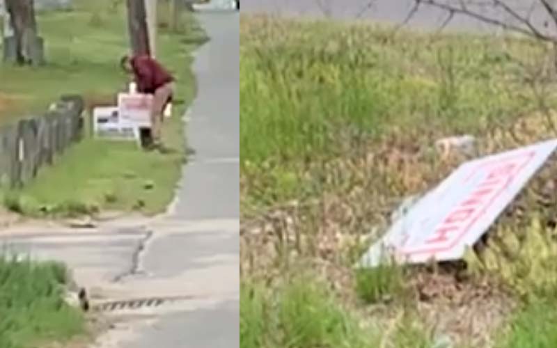 Jack Ciattarelli running mate caught on video stealing Hirsh Singh lawn signs