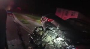 Hit and run suspect exited through front windshield left wallet, id behind