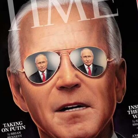 Time magazine unveils bizarre propaganda style cover of doctored up joe biden - photo licensed by shore news network.