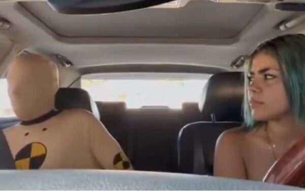 Dad dresses as crash-test dummy for teen's first time behind the wheel