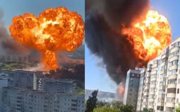 Gas station fire sparks massive explosion - photo licensed by shore news network.