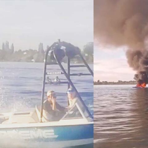 Gay pride bashers harassing boaters find instant karma after boat bursts into flames - photo licensed by shore news network.