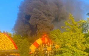 In new jersey, a waterslide at notorious waterpark erupted in a blaze of fire
