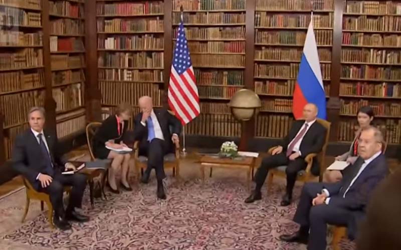 Joe Biden watches silently as Russian agents push and shove American journalists