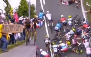 Massive pileups highlight first leg of tour de france