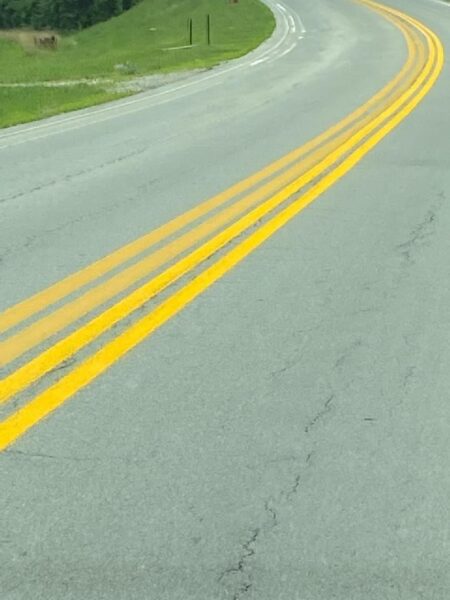 What's with all the yellow lines on Erie County Roads?