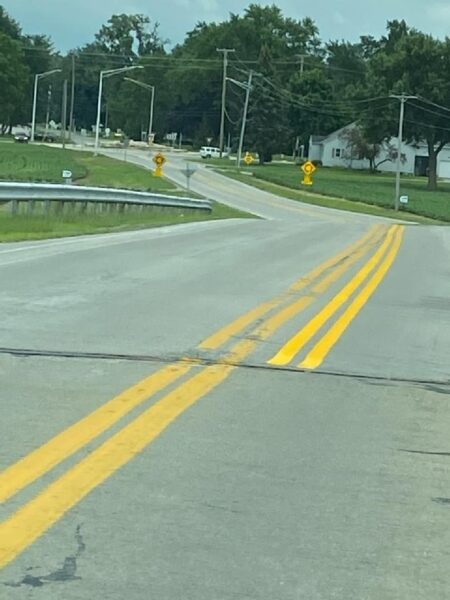 What's with all the yellow lines on Erie County Roads?