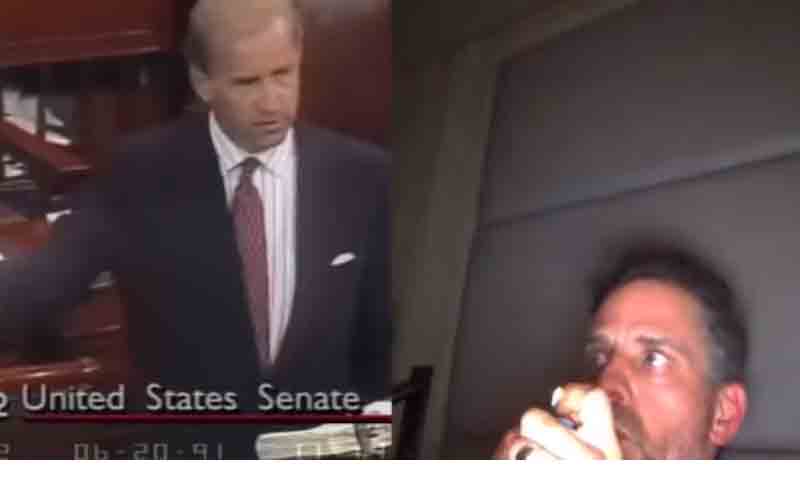 Video of Joe Biden's tough anti-crack laws side by side with Hunter smoking crack goes viral