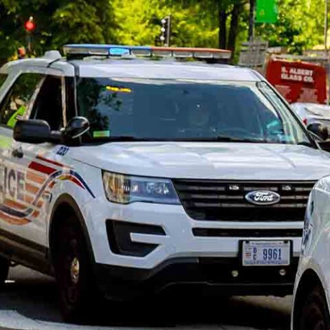 D. C. Police search for suspect who shot two and left one dead - photo licensed by shore news network.