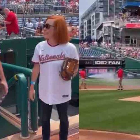 Jen psaki throws better mlb first pitch than anthony fauci - photo licensed by shore news network.